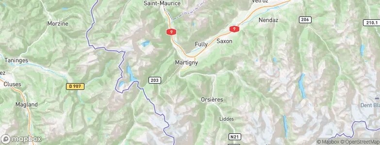 Martigny District, Switzerland Map