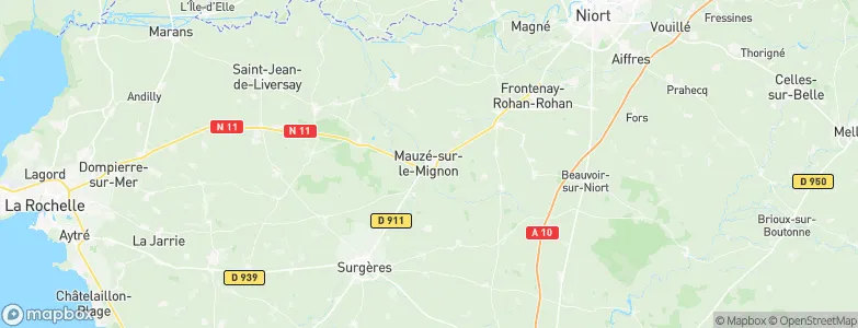 Mauzé-sur-le-Mignon, France Map