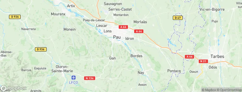Mazères-Lezons, France Map