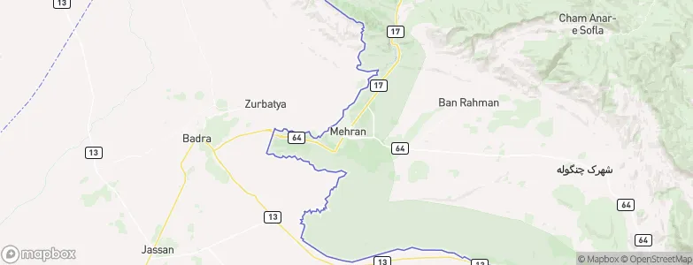 Mehrān, Iran Map