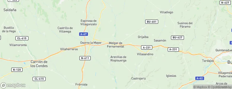 Melgar de Fernamental, Spain Map