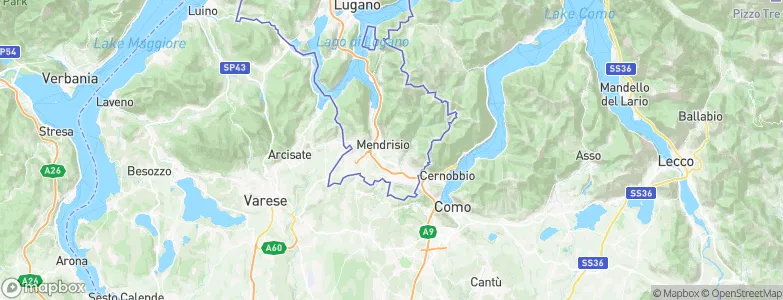 Mendrisio District, Switzerland Map