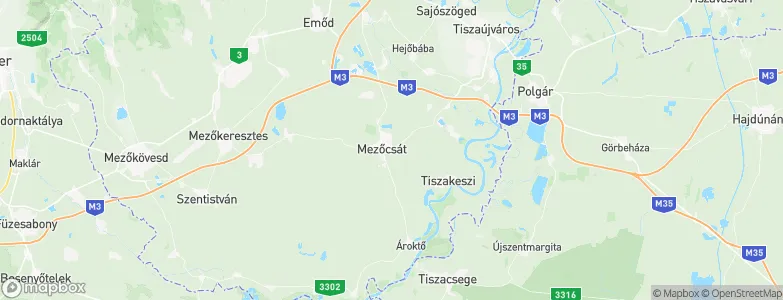 Mezőcsát, Hungary Map