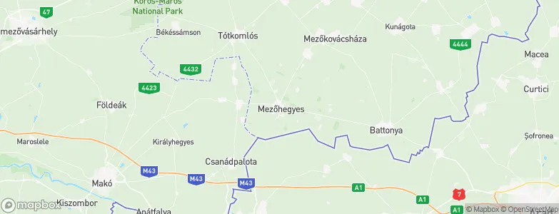 Mezőhegyes, Hungary Map