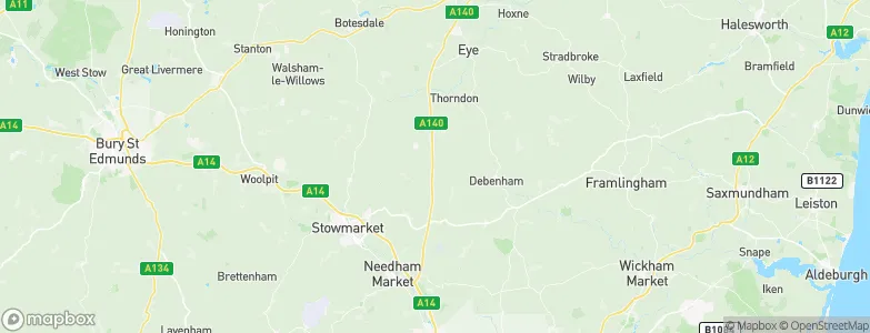 Mid Suffolk District, United Kingdom Map