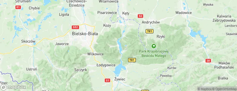 Międzybrodzie Bialskie, Poland Map