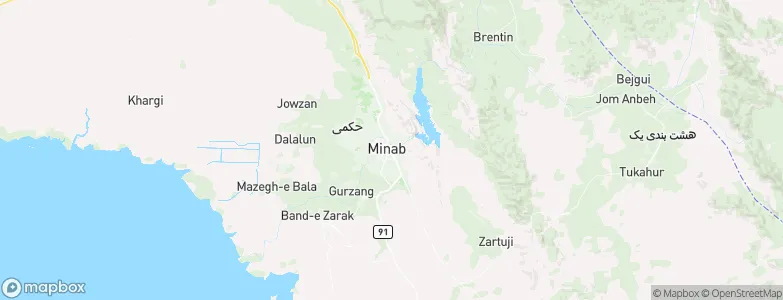 Mīnāb, Iran Map