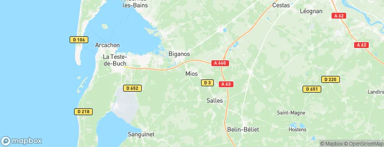 Mios, France Map