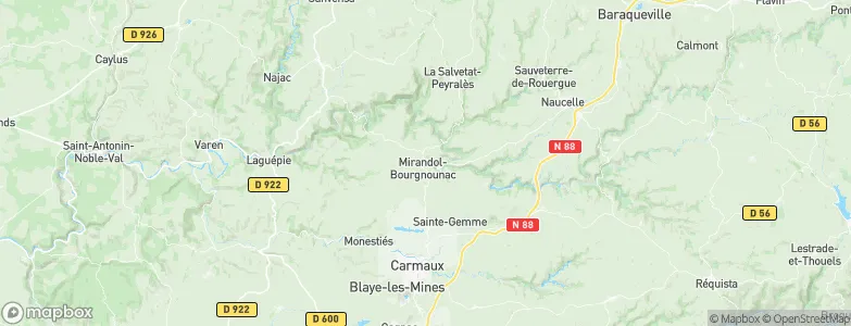 Mirandol-Bourgnounac, France Map