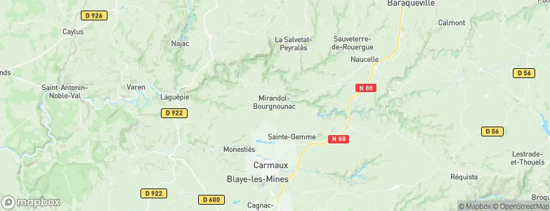 Mirandol-Bourgnounac, France Map