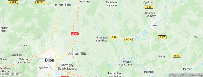 Mirebeau-sur-Bèze, France Map