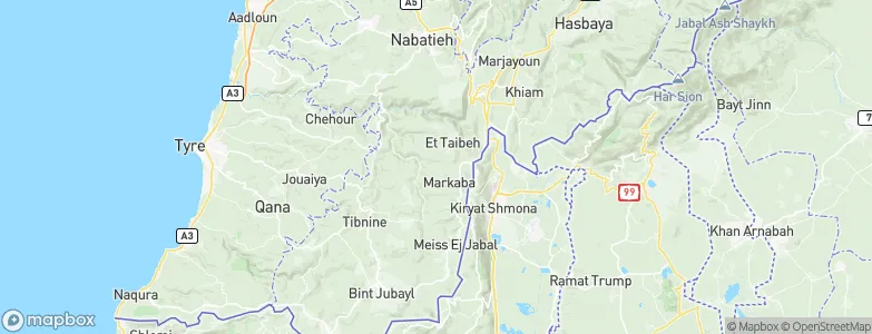 Mohafazat Nabatîyé, Lebanon Map