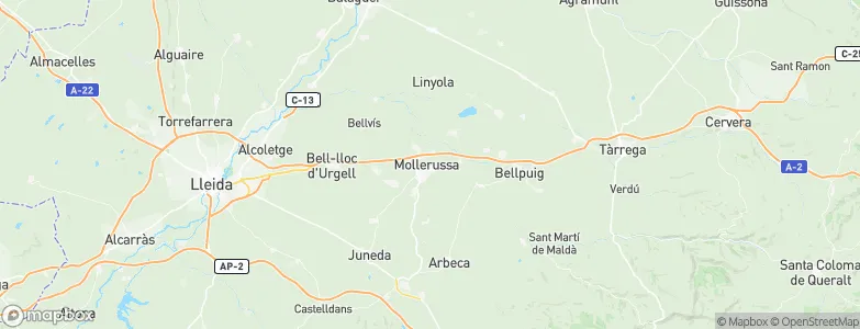 Mollerussa, Spain Map