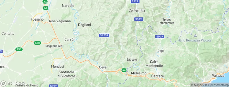 Mombarcaro, Italy Map
