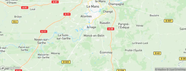 Moncé-en-Belin, France Map