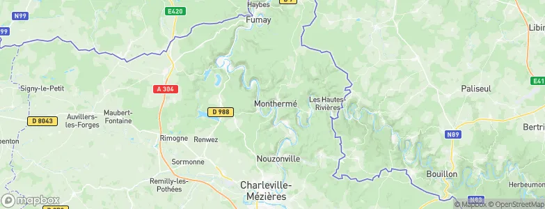Monthermé, France Map