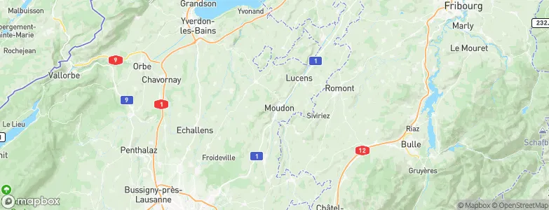 Moudon, Switzerland Map