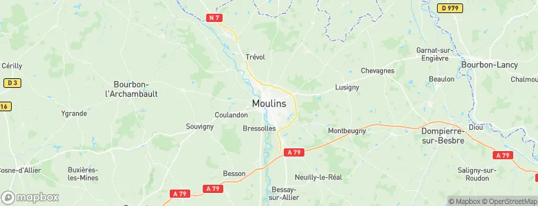 Moulins, France Map