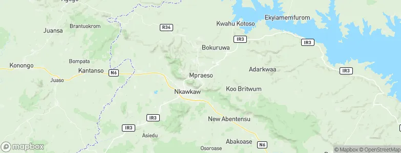 Mpraeso, Ghana Map