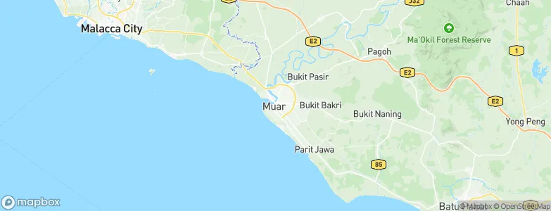 Muar town, Malaysia Map