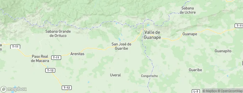 Municipio San Jose de Guaribe, Venezuela Map