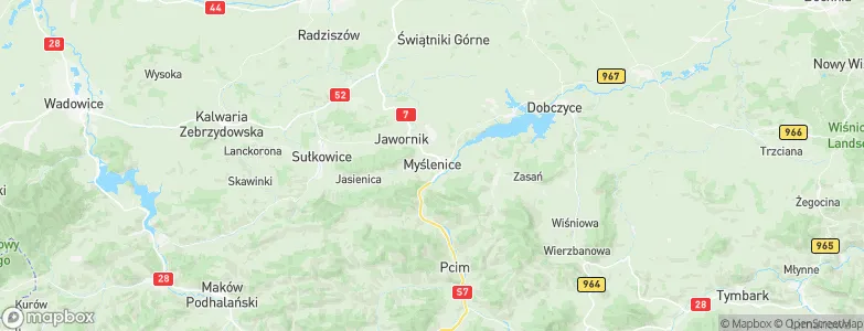 Myślenice, Poland Map