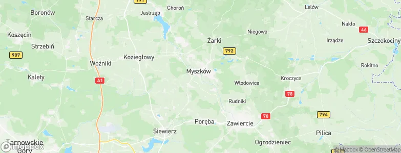 Myszków, Poland Map