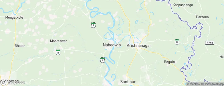 Nabadwip, India Map