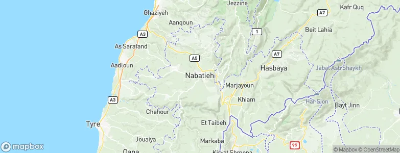 Nabatîyé et Tahta, Lebanon Map