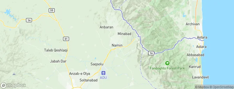 Namīn, Iran Map