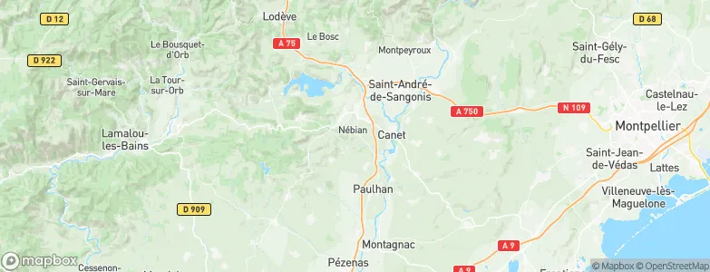 Nébian, France Map