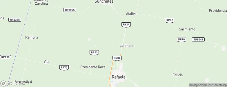 Nueva Lehmann, Argentina Map