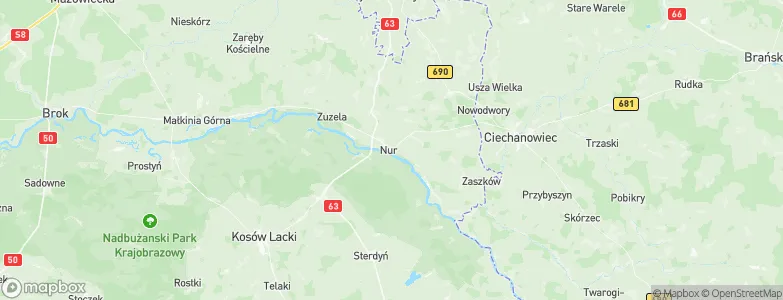 Nur, Poland Map