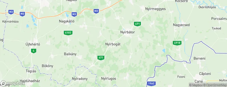 Nyírbogát, Hungary Map