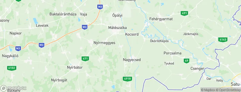 Nyírcsaholy, Hungary Map
