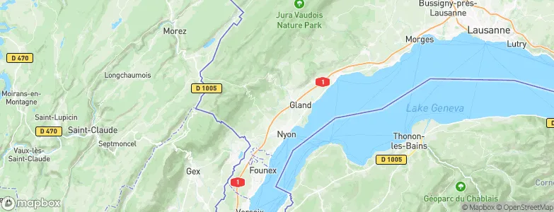 Nyon District, Switzerland Map