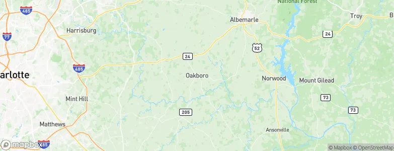 Oakboro, United States Map