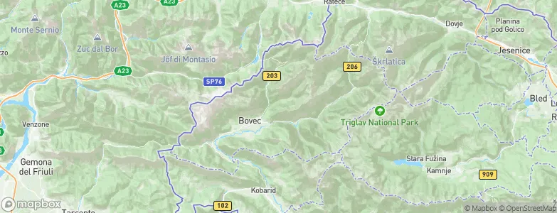 Občina Bovec, Slovenia Map