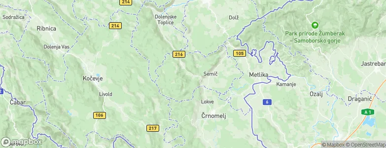 Občina Semič, Slovenia Map