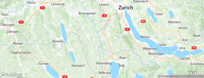 Obfelden / Oberlunnern, Switzerland Map