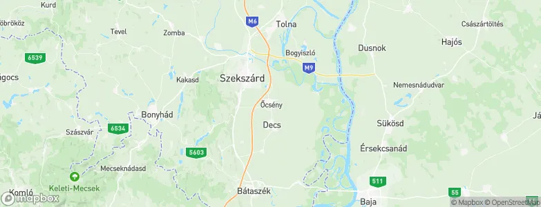 Őcsény, Hungary Map