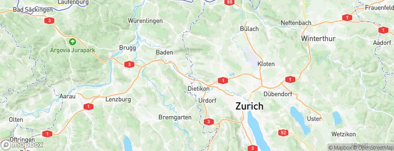 Oetwil an der Limmat, Switzerland Map