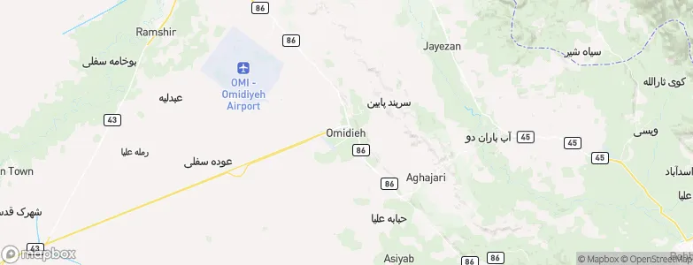 Omīdīyeh, Iran Map