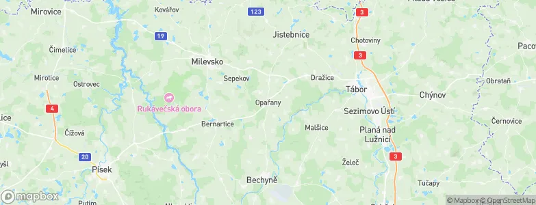 Opařany, Czechia Map