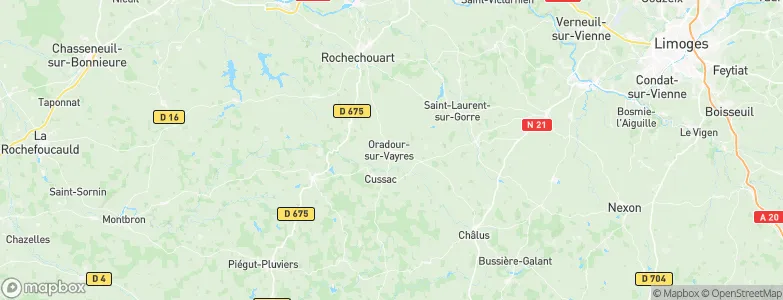Oradour-sur-Vayres, France Map