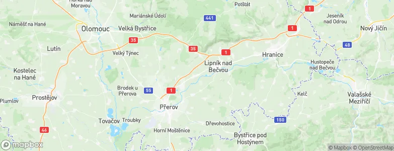 Osek nad Bečvou, Czechia Map