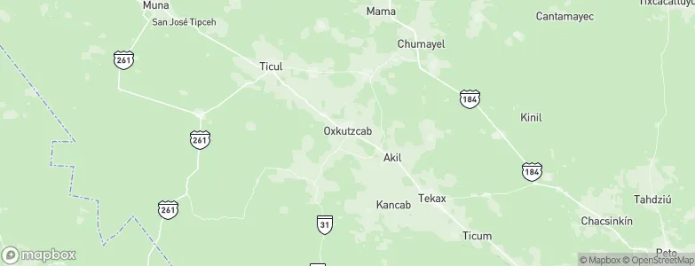 Oxkutzkab, Mexico Map
