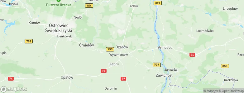 Ożarów, Poland Map