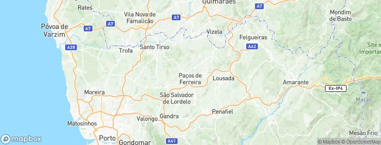 Paços de Ferreira Municipality, Portugal Map