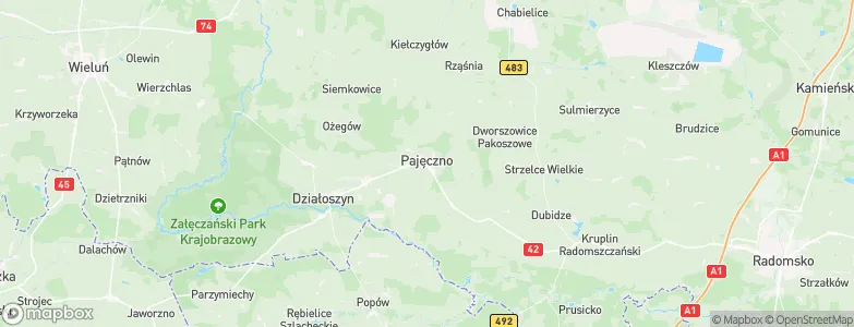 Pajęczno, Poland Map